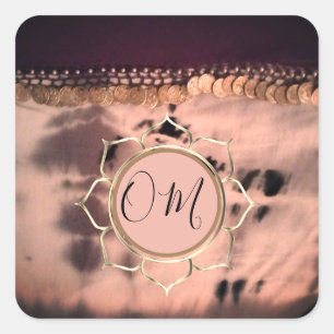 Roze Blush Tie Dye OM Lotus Vierkante Sticker