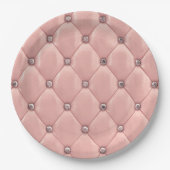 Roze blush Tufted Satin Elegant Papieren Bordje (Voorkant)