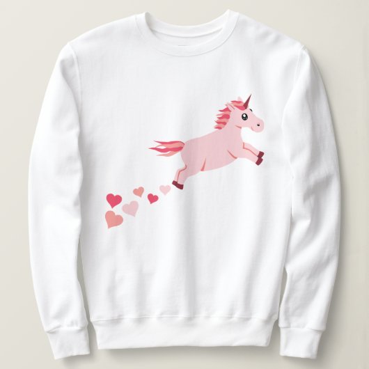 Roze Blush Unicorn Hearts Sweatshirt (Design voorkant)