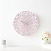 Roze Blush Vip grijze zilver Diamond Infinity Cirk Grote Klok (Huis)