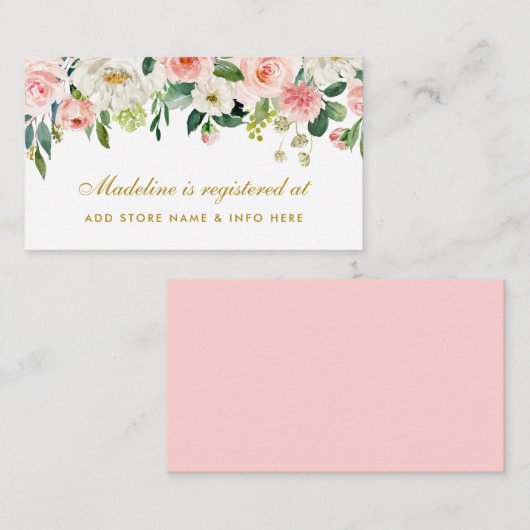 Roze Blush Vrijgezellenfeest Goud Registry Insert  Informatiekaartje (Voorkant / Achterkant)