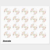 Roze Blush Waterverf Bloem Bruiloftsdouche Ronde Sticker (Vel)