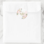 Roze Blush Waterverf Bloem Bruiloftsshower Ronde Sticker (Tas)