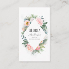 Roze Blush Waterverf Bloemen en groen Lijst Visitekaartje