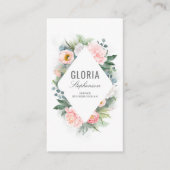 Roze Blush Waterverf Bloemen en groen Lijst Visitekaartje (Voorkant)