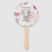 Roze Blush Waterverf Bloemen Trouwprogramma Handwaaier (Achterkant)