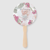 Roze Blush Waterverf Bloemen Trouwprogramma Handwaaier (Voorkant)