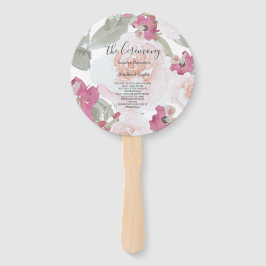 Roze Blush Waterverf Bloemen Trouwprogramma Handwaaier