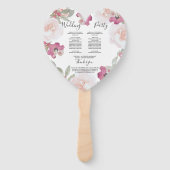 Roze Blush Waterverf Bloemen Trouwprogramma Handwaaier (Achterkant)