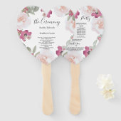 Roze Blush Waterverf Bloemen Trouwprogramma Handwaaier (Voorkant en achterkant)