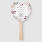 Roze Blush Waterverf Bloemen Trouwprogramma Handwaaier (Voorkant)