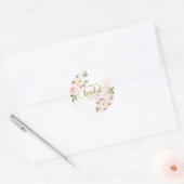 Roze Blush Waterverf Bloemen Vrijgezellenfeest Ronde Sticker (Envelop)