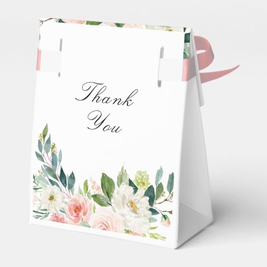 Roze blush waterverf bloemenbruiloft bedankdoosjes (Achterkant)