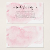 Roze Blush Waterverf Book Request for Baby shower Visitekaartje (Voorkant /achterkant)
