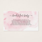 Roze Blush Waterverf Book Request for Baby shower Visitekaartje (Voorkant)