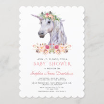 Roze Blush Waterverf Eenhoorn Meisje Baby Shower