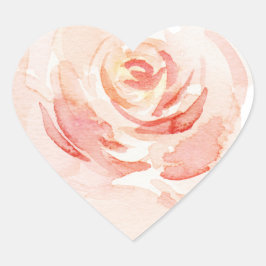 Roze Blush Waterverf Elegant Romantic Hart Sticker