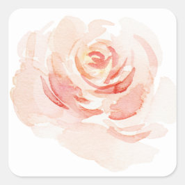 Roze Blush Waterverf Elegant Romantic Vierkante Sticker