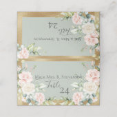 Roze Blush Waterverf Elegant Script Green Plaatskaartje (Buitenkant ongevouwen)