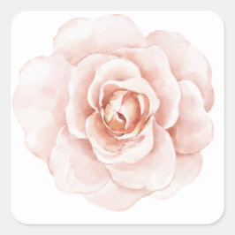 Roze Blush Waterverf Elegante Bloemrijke Romantisc Vierkante Sticker