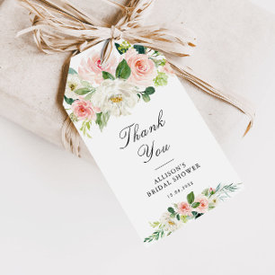 Roze blush waterverf floral vrijgezellenfeest cadeaulabel