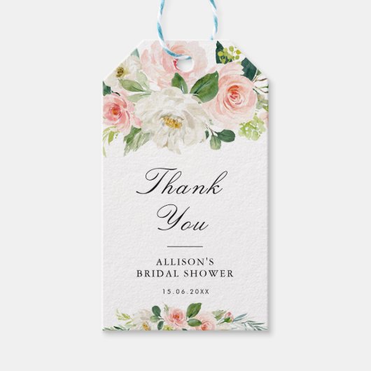 Roze blush waterverf floral vrijgezellenfeest cadeaulabel (Voorkant)