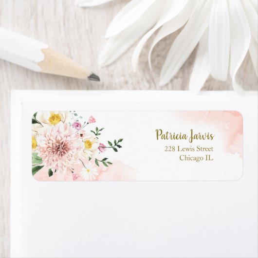 Roze Blush Waterverf florale suspensie Etiket (Insitu)