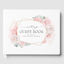 Roze Blush Waterverf Flowers Elegant Wedding Gastenboek