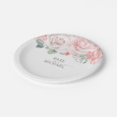 Roze Blush Waterverf Flowers Elegant Wedding Papieren Bordje (Gekanteld)