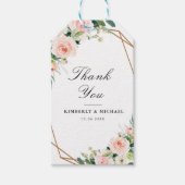 Roze blush waterverf geometrische bruiloft cadeaulabel (Voorkant)