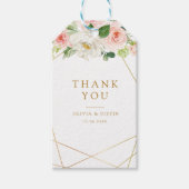 Roze blush waterverf geometrische bruiloft cadeaulabel (Voorkant)