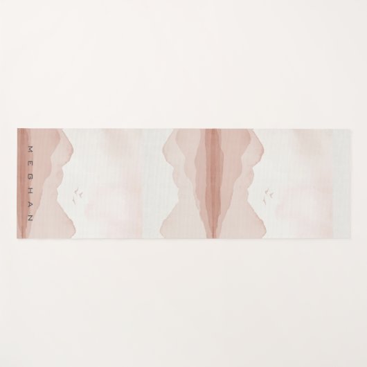 Roze Blush Waterverf Landschap Monogram Yogamat (Voorkant (horizontaal))