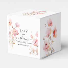 Roze Blush Waterverf Meadow Blooms voor Baby Bedankdoosjes