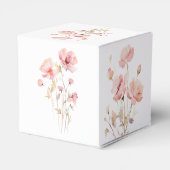 Roze Blush Waterverf Meadow Blooms voor Baby Bedankdoosjes (Achterkant)