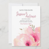 Roze blush Waterverf pony Save the Date Wedding (Voorkant)