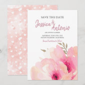 Roze blush Waterverf pony Save the Date Wedding (Voorkant / Achterkant)