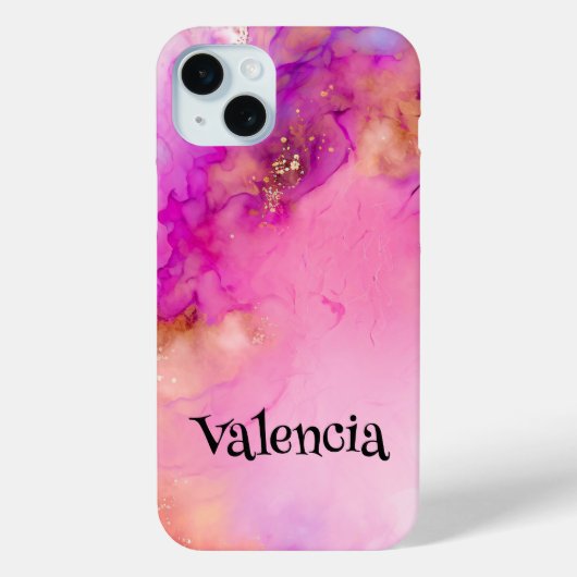 Roze Blush Waterverf Romance Gepersonaliseerde naa Case-Mate iPhone Case (Achterkant)