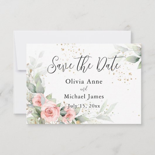 Roze Blush Waterverfrozen Opslagdatum Save The Date (Voorkant)