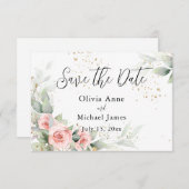 Roze Blush Waterverfrozen Opslagdatum Save The Date (Voorkant / Achterkant)