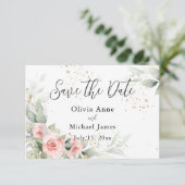 Roze Blush Waterverfrozen Opslagdatum Save The Date (Staand voorkant)