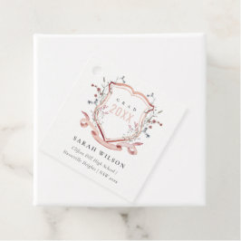 Roze blush Wilde Waterverf Crest Afstuderen Bedankjes Labels