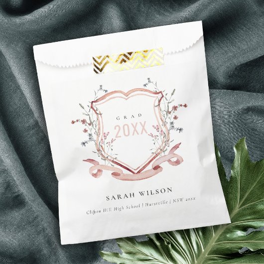 Roze blush Wilde Waterverf Crest Afstuderen Bedankzakje