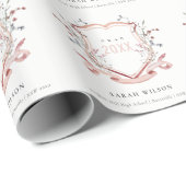 Roze blush Wilde Waterverf Crest Afstuderen Cadeaupapier (Rol Hoek)