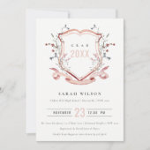 Roze blush Wilde Waterverf Crest Afstuderen Kaart (Voorkant)