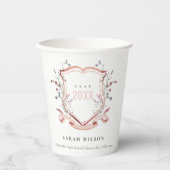 Roze blush Wilde Waterverf Crest Afstuderen Papieren Bekers (Voorkant)