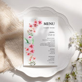 Roze blush Wildflower bruiloft Vrijgezellenfeest Menu