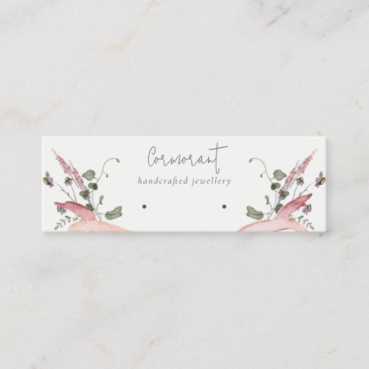 Roze blush Wildflower Lijn met lintstop Holder Mini Visitekaartje (Voorkant)