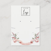 Roze blush Wildflower Ribbon Logo Earning Ketting Visitekaartje (Voorkant)