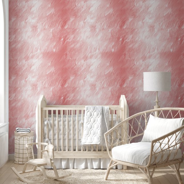  Roze Blush Wit Abstract Behang (Kinderen)