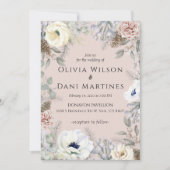 Roze Blush Wit Bloemen Natuur Bruiloft Uitnodiging (Voorkant)